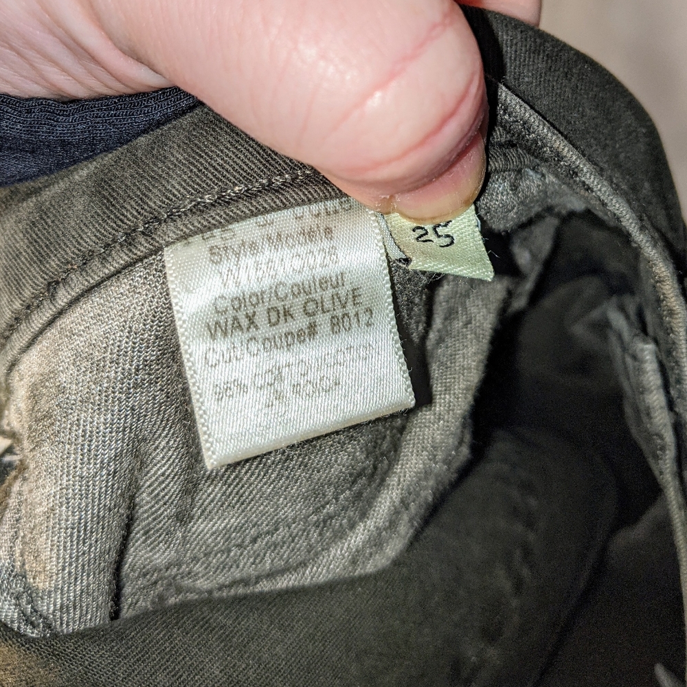 Rag & Bone Distressed Olive Ridley Moto Jeans, 25 - Picture 3 of 6